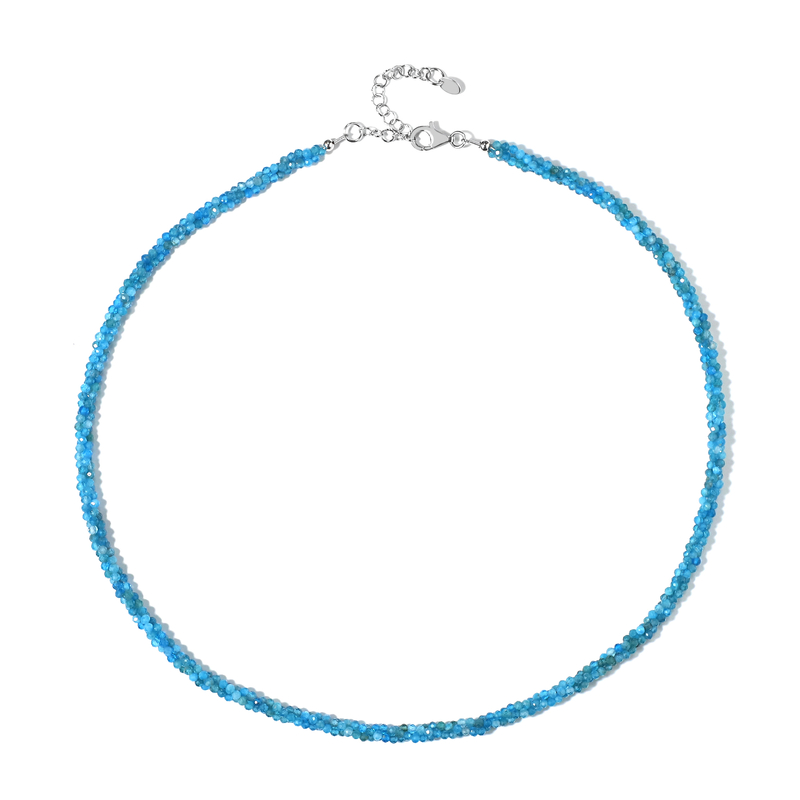 Neonblauer Apatit-Silberhalskette