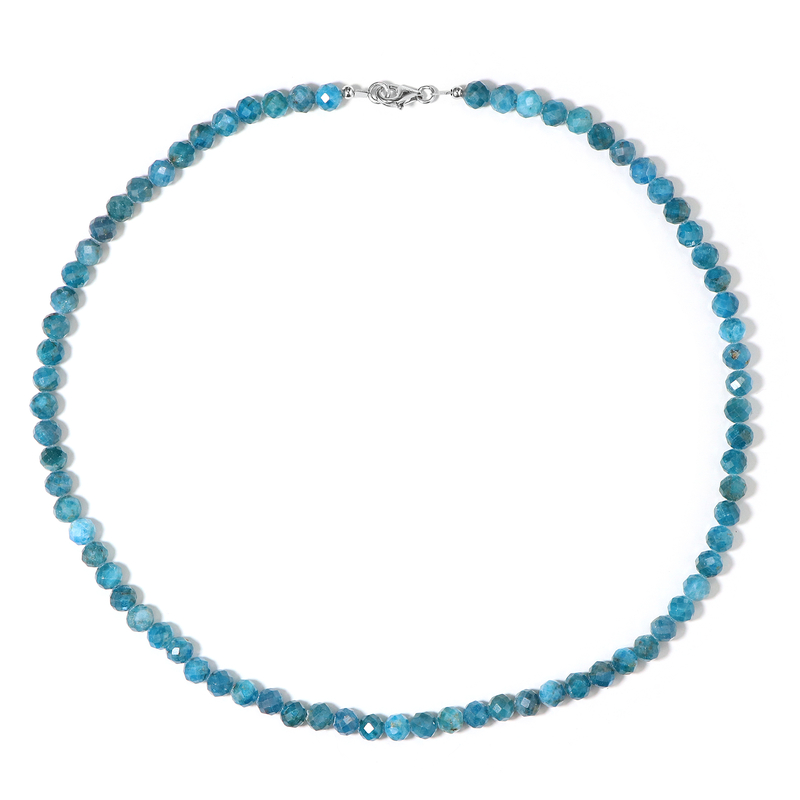 Neonblauer Apatit-Silberhalskette