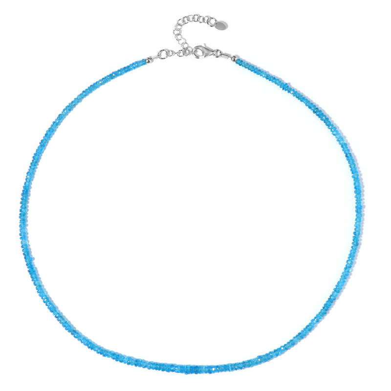 Neonblauer Apatit-Silberhalskette