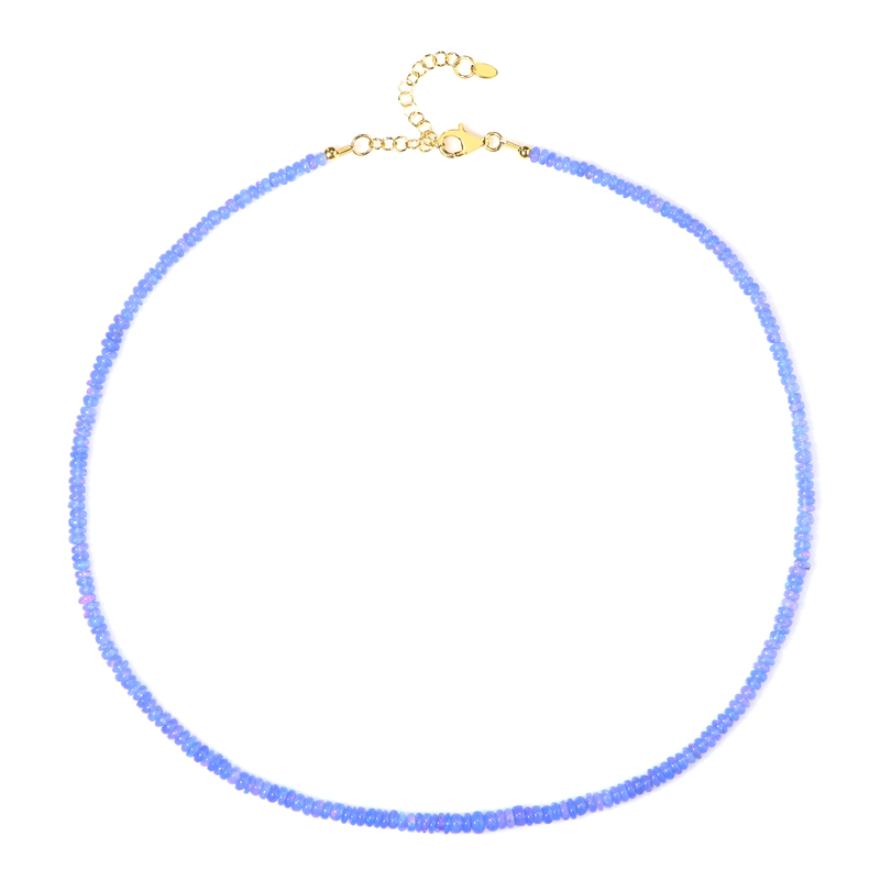 Äthiopischer Blauer Opal-Silberhalskette