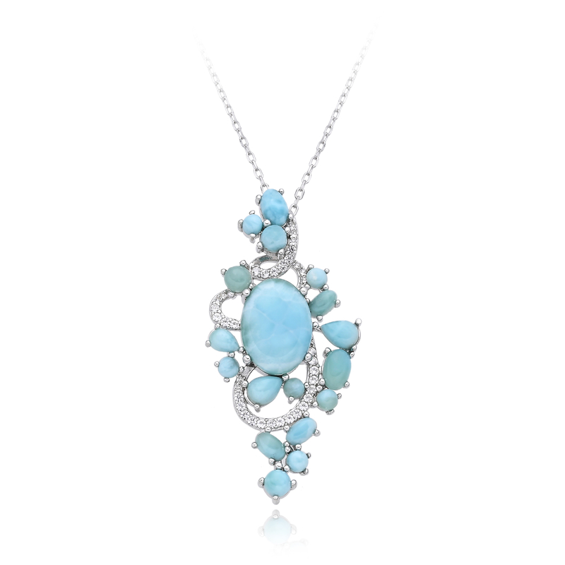 Larimar-Silberhalskette