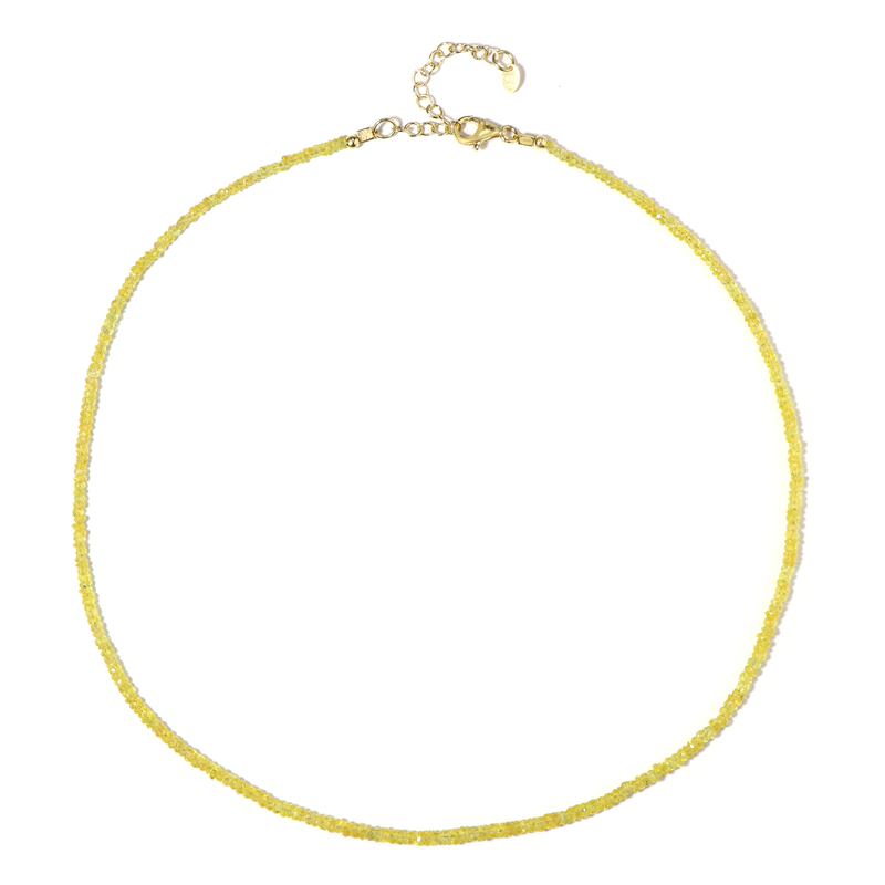 Gelber Ceylon-Saphir-Silberhalskette