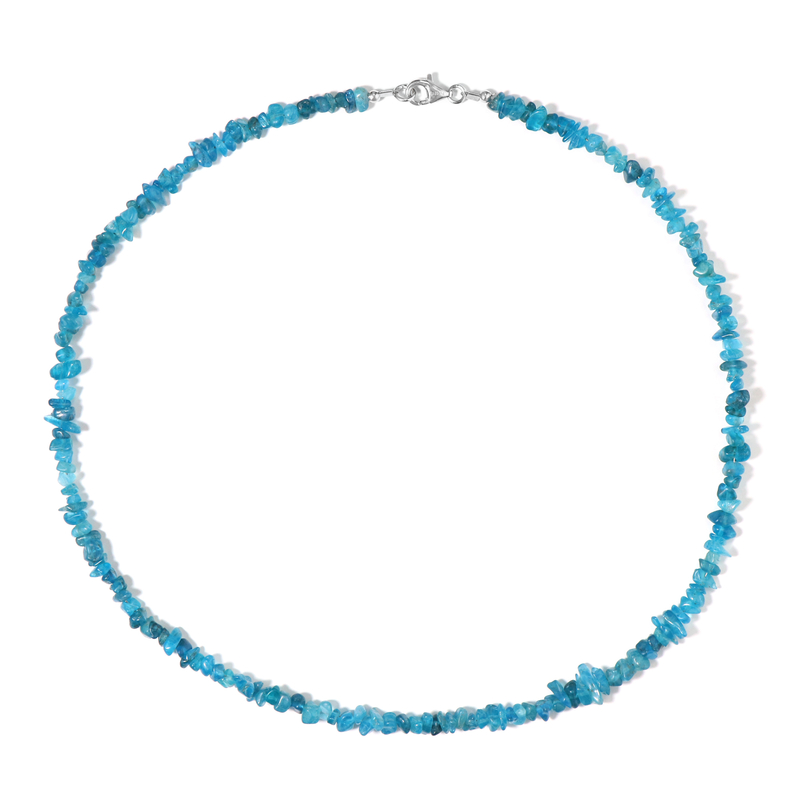 Neonblauer Apatit-Silberhalskette