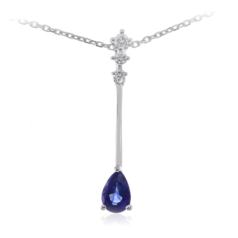 Blauer Ceylon-Saphir-Goldhalskette