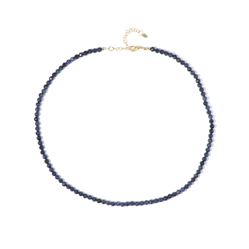 Blauer Ceylon-Saphir-Silberhalskette