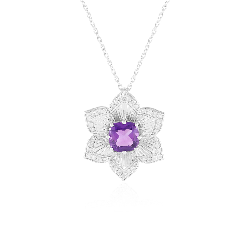 Amethyst-Silberhalskette (de Melo)