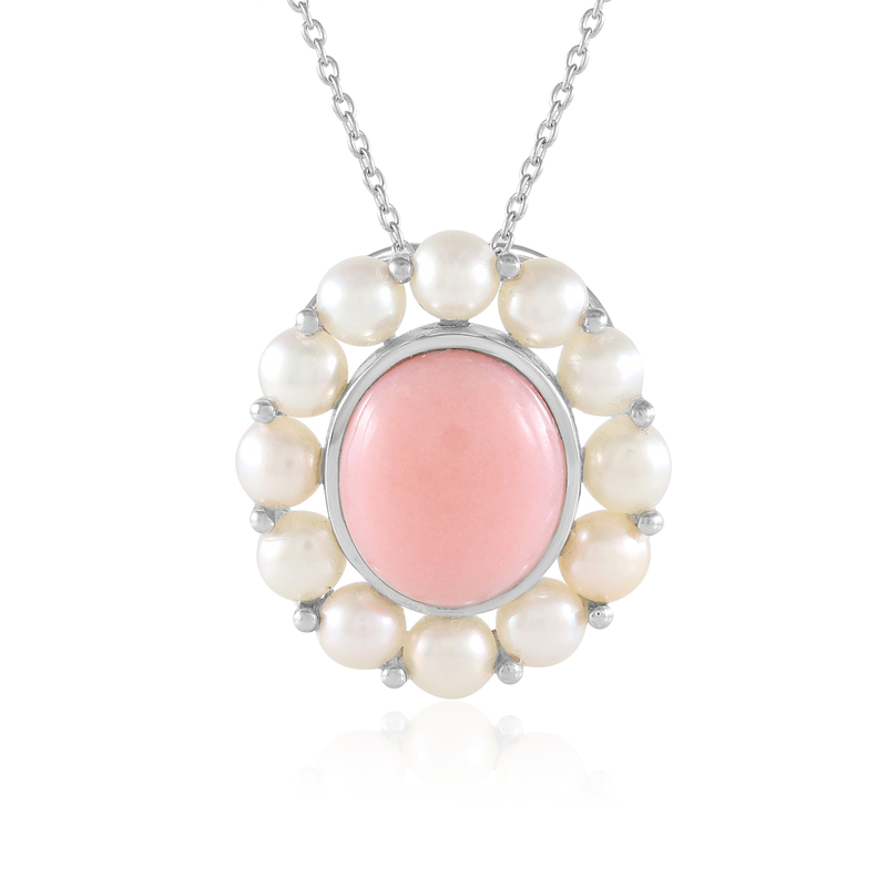 Pinkfarbener Opal-Silberhalskette (de Melo Essence)