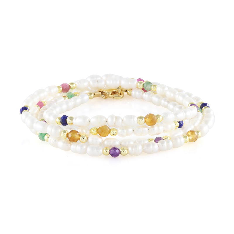 Edelstein-Silberarmband /-halskette (Riya)