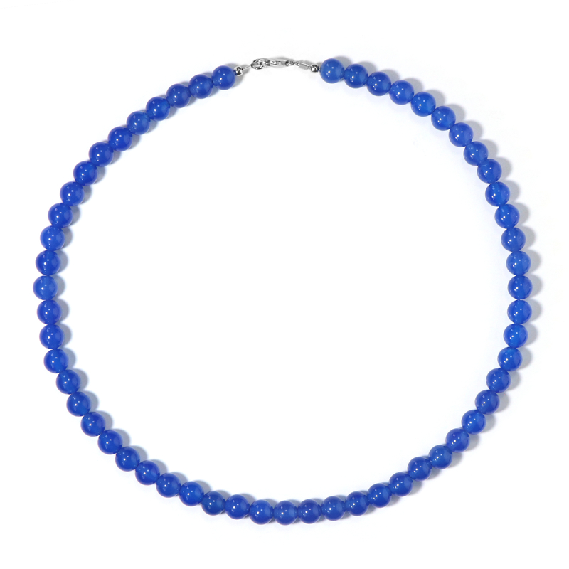 Blauer Achat-Silberhalskette