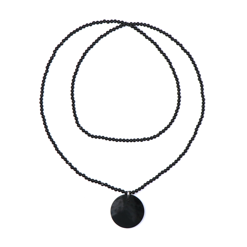 Schwarzer Onyx-Silberhalskette