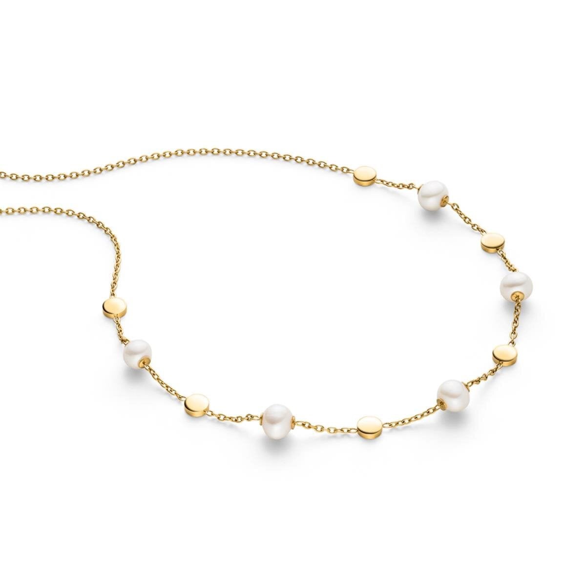 Boccia 08077-02 Damen-Kette Titan Goldfarben mit Perlen