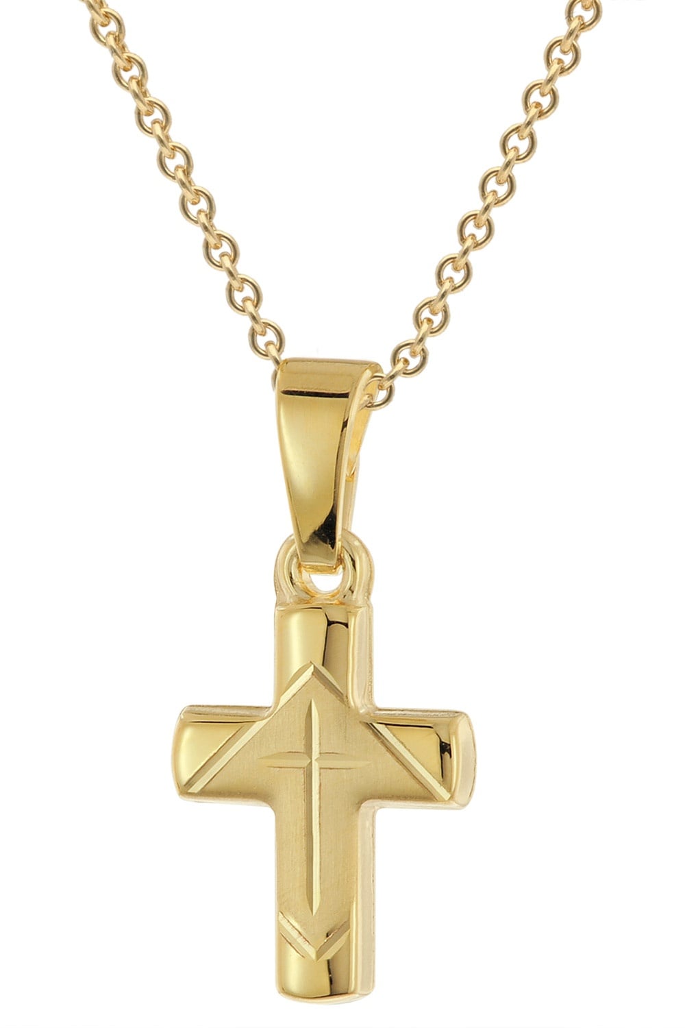 trendor 28218 Kinder Kreuz-Anhänger Gold 333 / 8K An Vergoldeter Silberkette