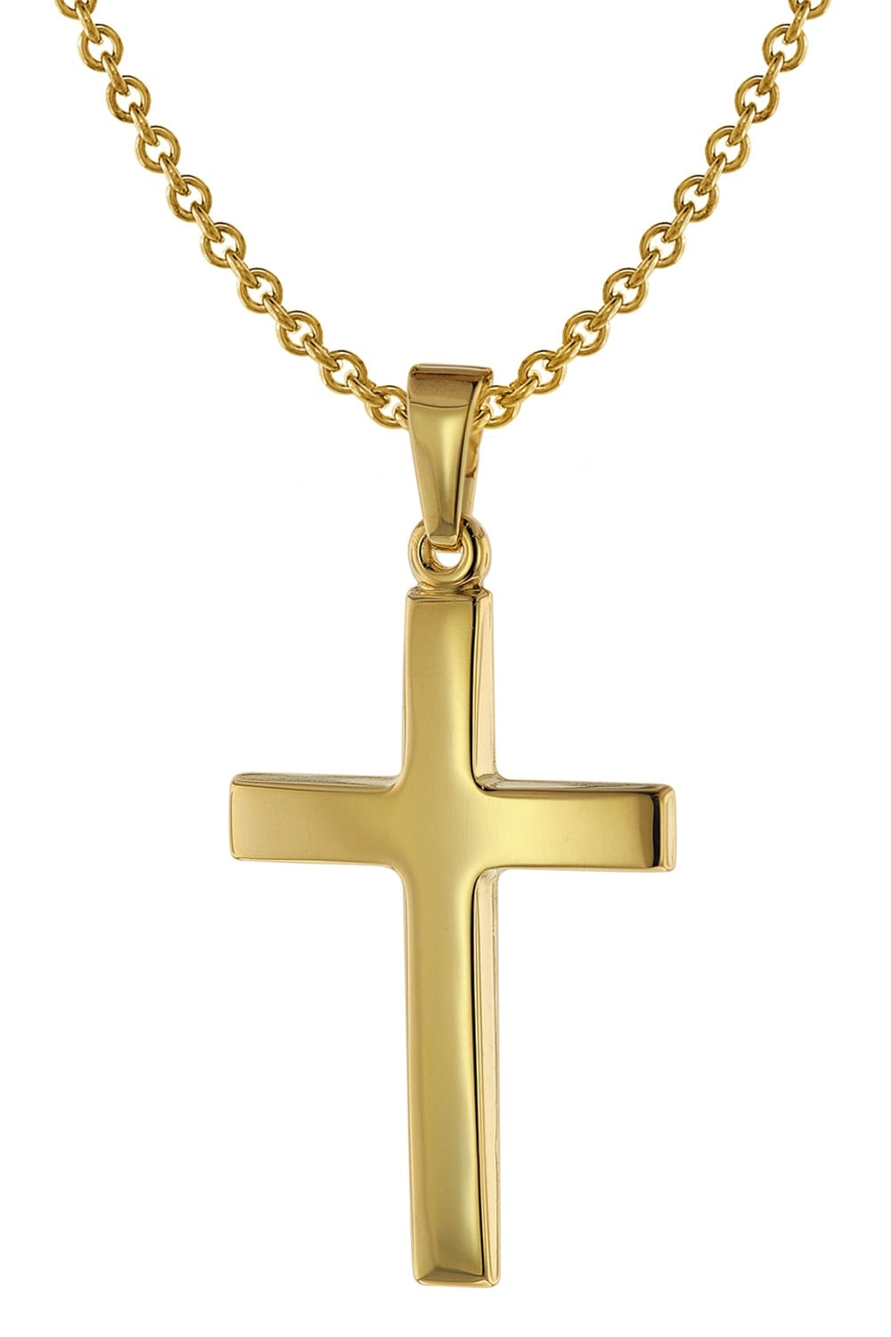trendor 75543 Kreuz-Anhänger 24 mm Gold 585 + Silberkette goldplattiert