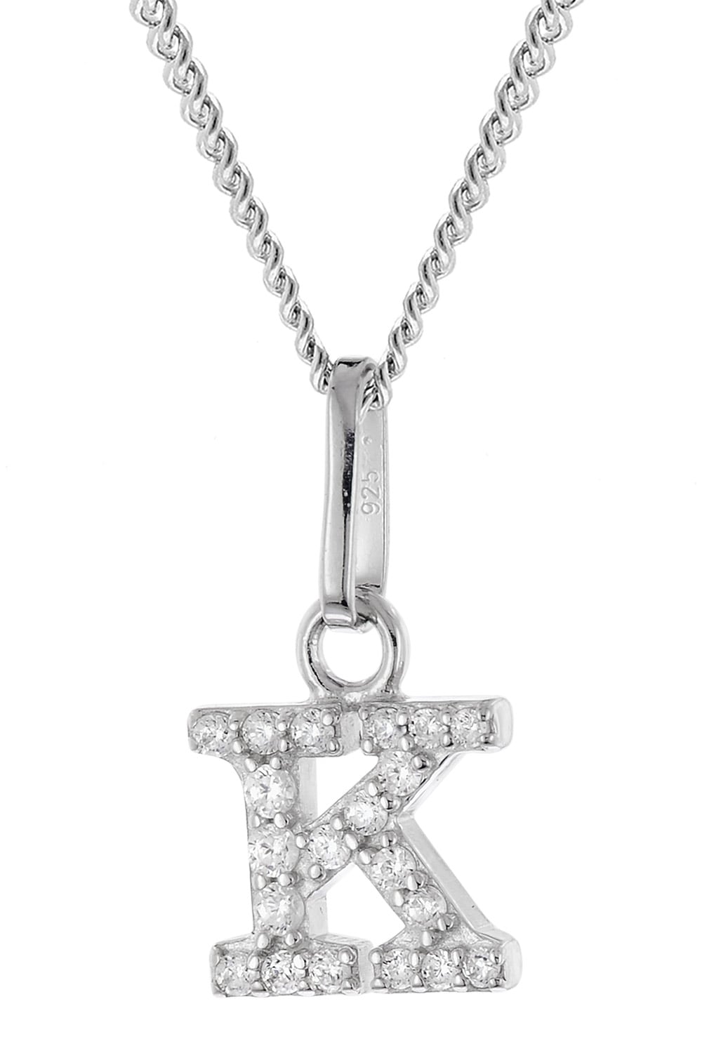 trendor 28240-K Damen-Kette mit Buchstabe K Anhänger 925 Silber Rhodiniert