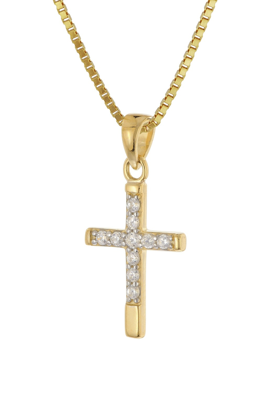 trendor 28596 Kreuz-Anhänger Gold 333 (8 K) mit vergoldeter Silber-Halskette