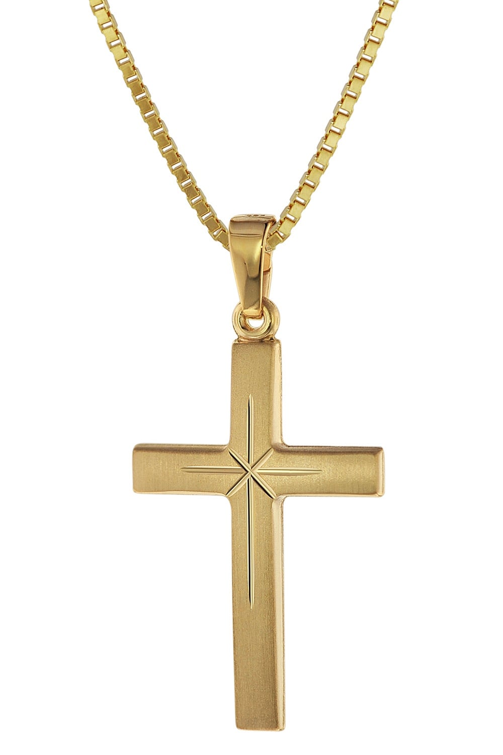 trendor 75278 Kreuz 24 mm Gold 333 (8 Karat) an Goldplattierter Silberkette