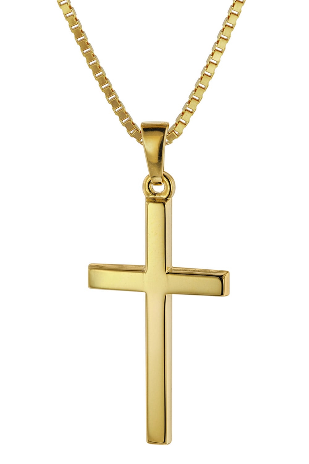 trendor 75412 Kreuz 26 mm Gelbgold 333 / 8 Karat mit vergoldeter Halskette