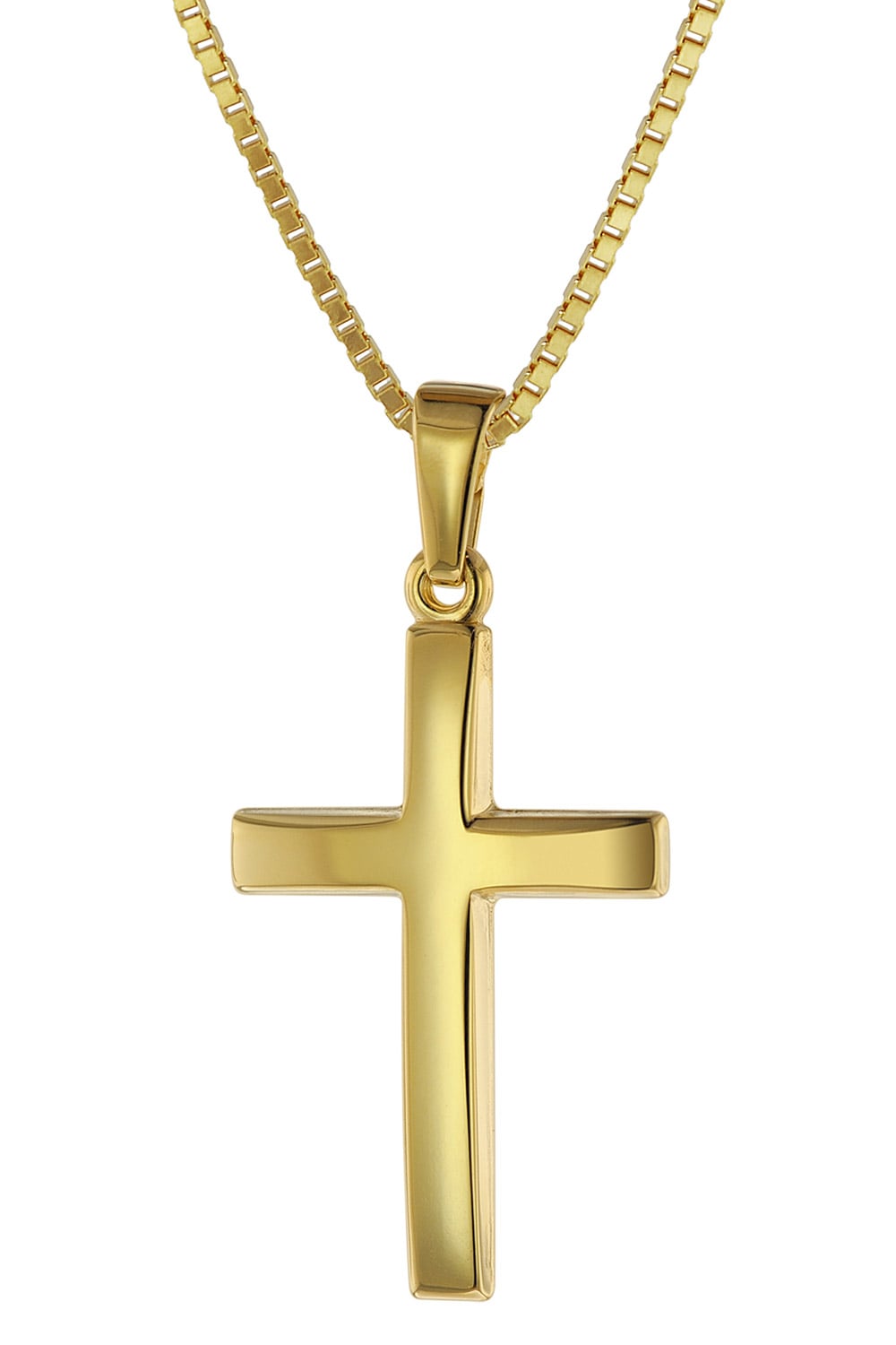 trendor 75544 Kreuz 21 mm Gold 585 mit goldplattierter Silberkette für Frauen