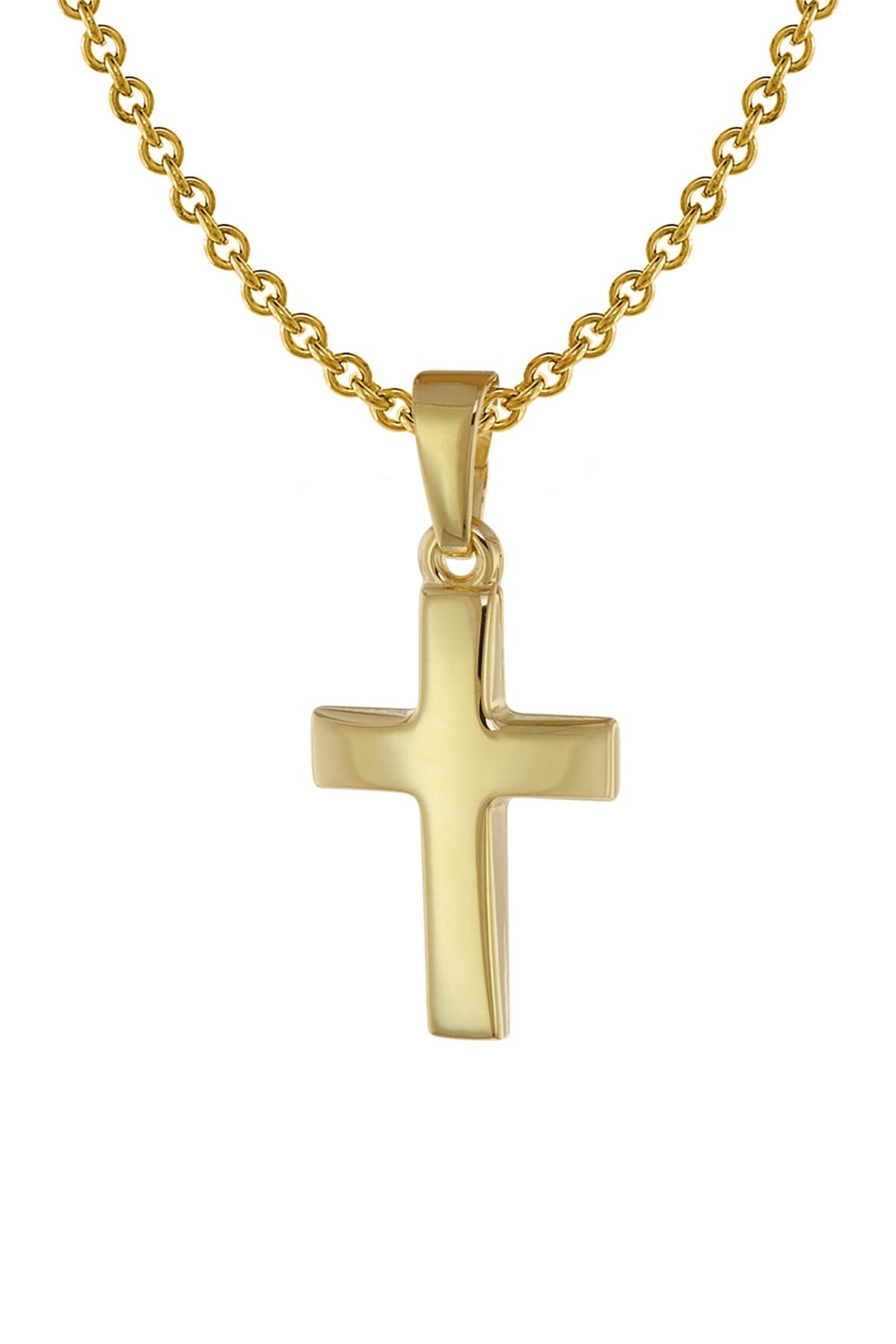 trendor 75692 Kreuz Anhänger für Kinder Gold 333 + Halskette Silber vergoldet
