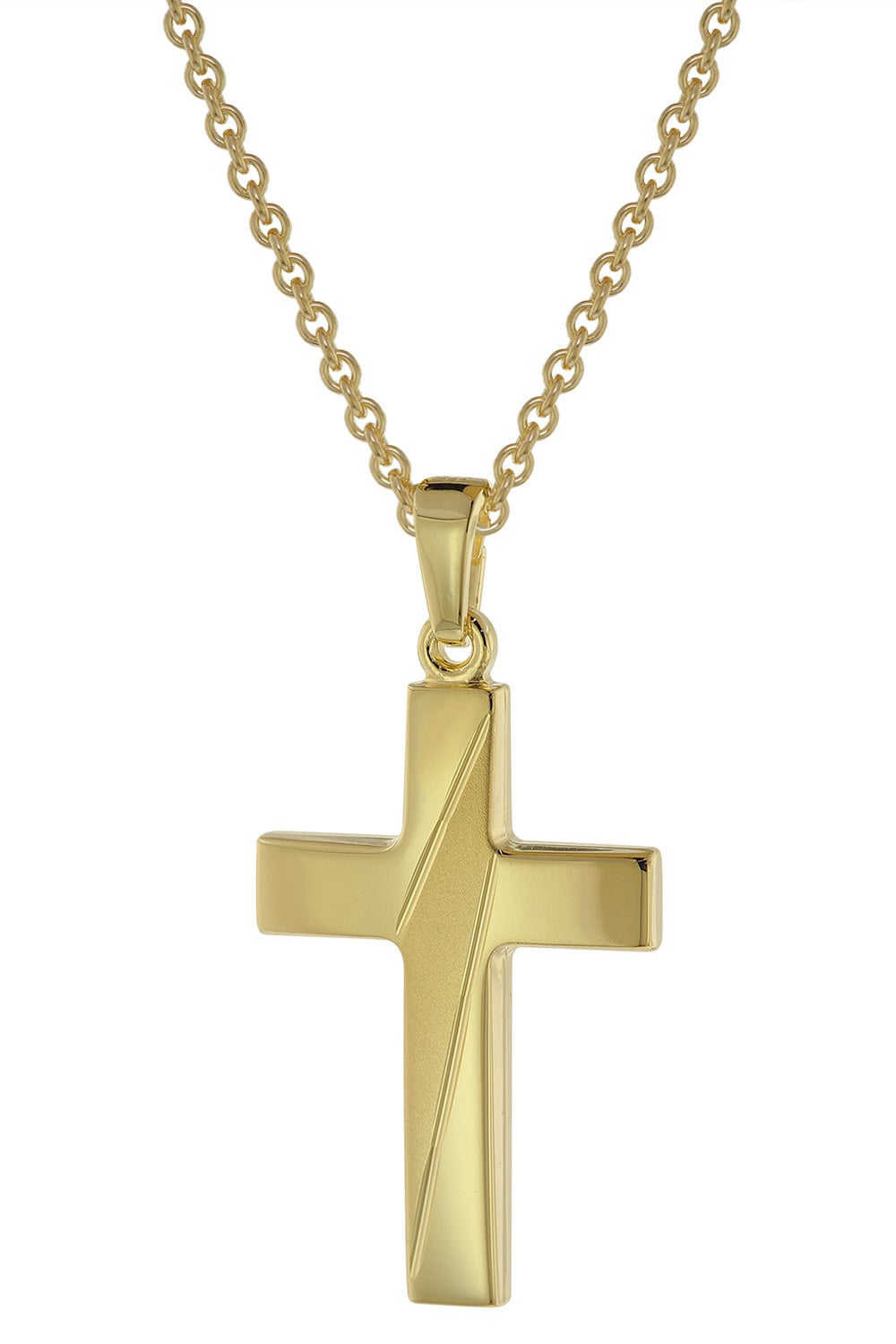 trendor 75814 Halskette mit Kreuz-Anhänger für Herren Gold auf Silber