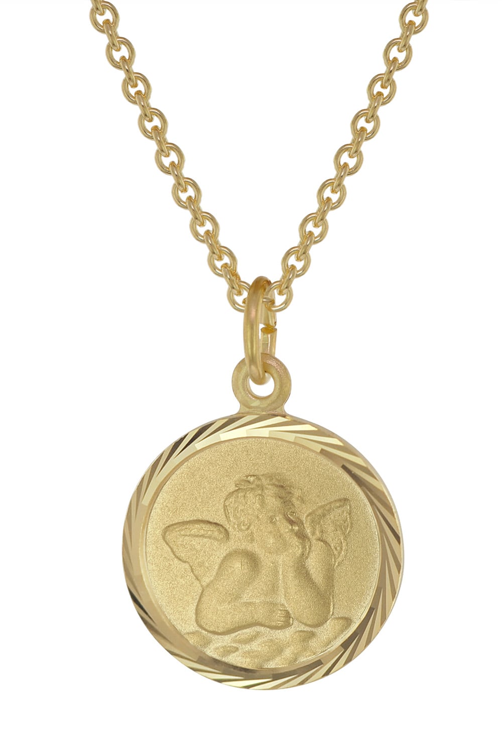 trendor 39030 Kinder-Halskette mit Schutzengel Anhänger Gold auf Silber
