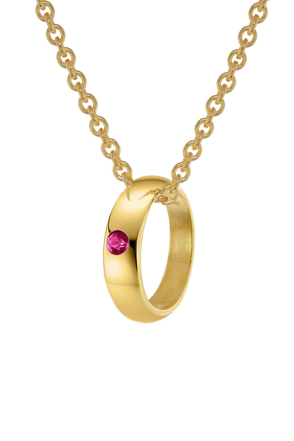 trendor 39460 Anhänger Taufring Gold 333 mit Rubin an goldplattierter Kette