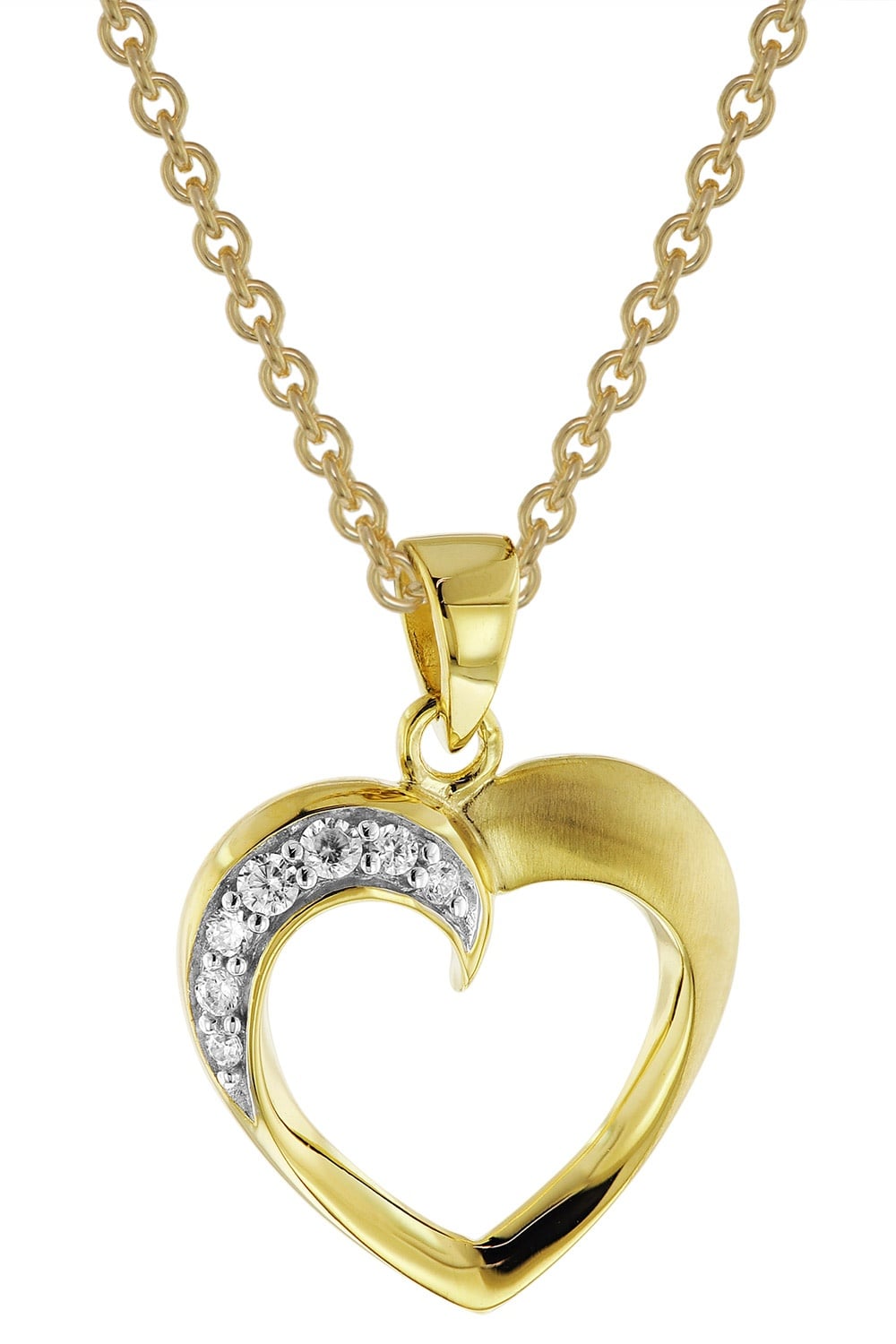 trendor 51838 Herz mit Zirkonia Gold 585 Anhänger mit goldplattierter Kette