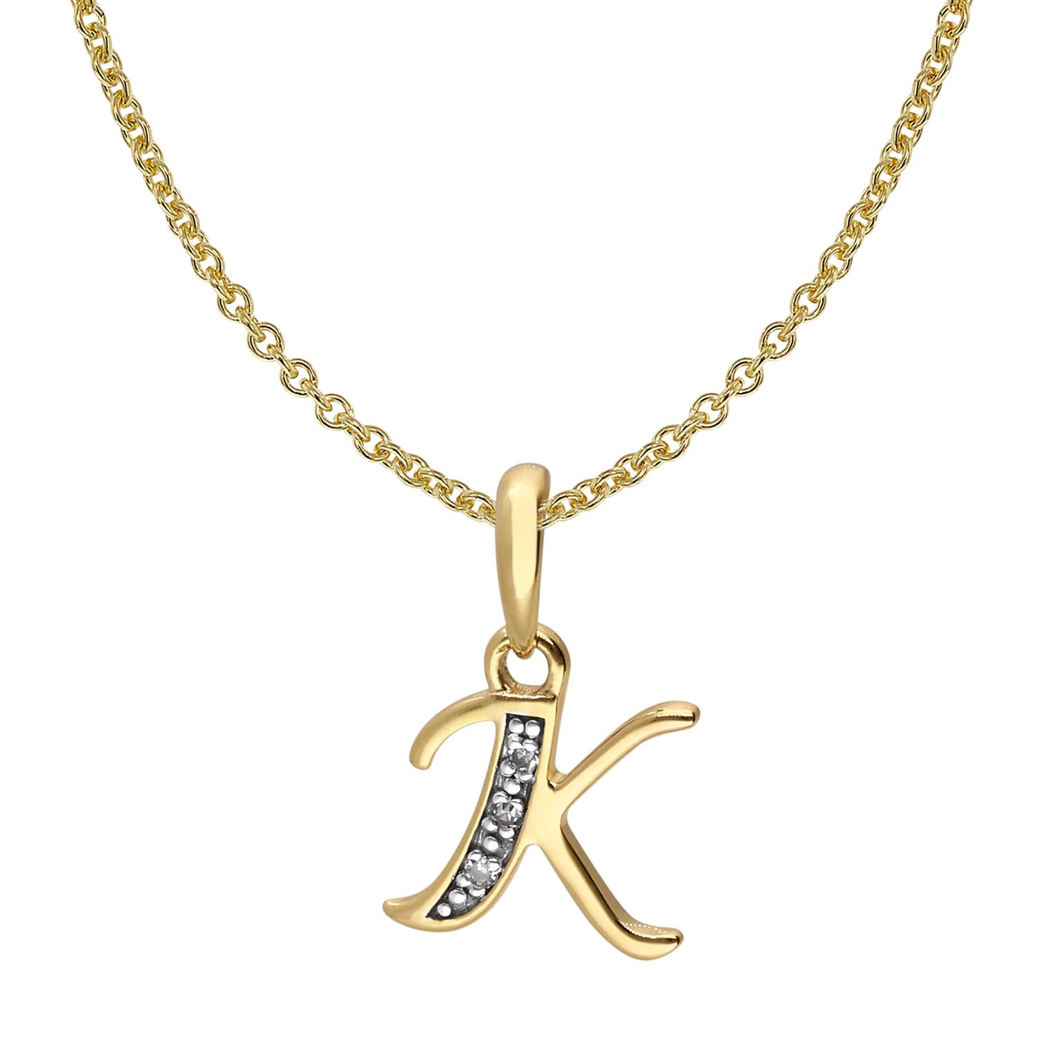 trendor 41520-K Buchstaben-Anhänger K Gold 333/8K mit vergoldeter Silberkette