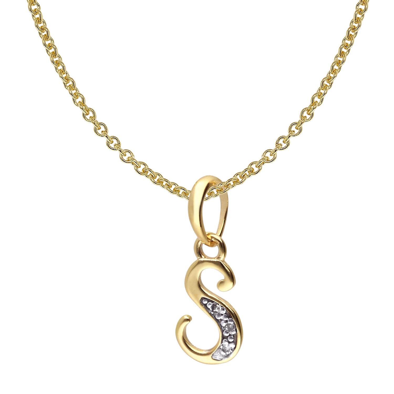 trendor 41520-S Buchstaben-Anhänger S Gold 333/8K mit vergoldeter Silberkette