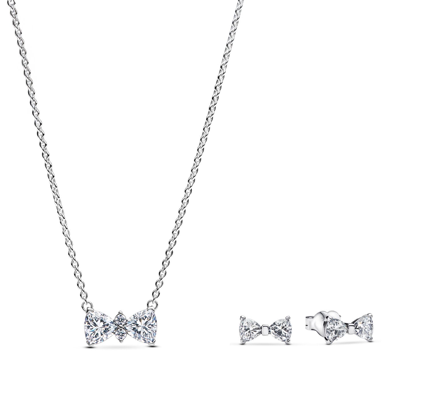 Pandora 68615 Damen-Geschenkset Kette und Ohrstecker Silber Funkelnde Schleife