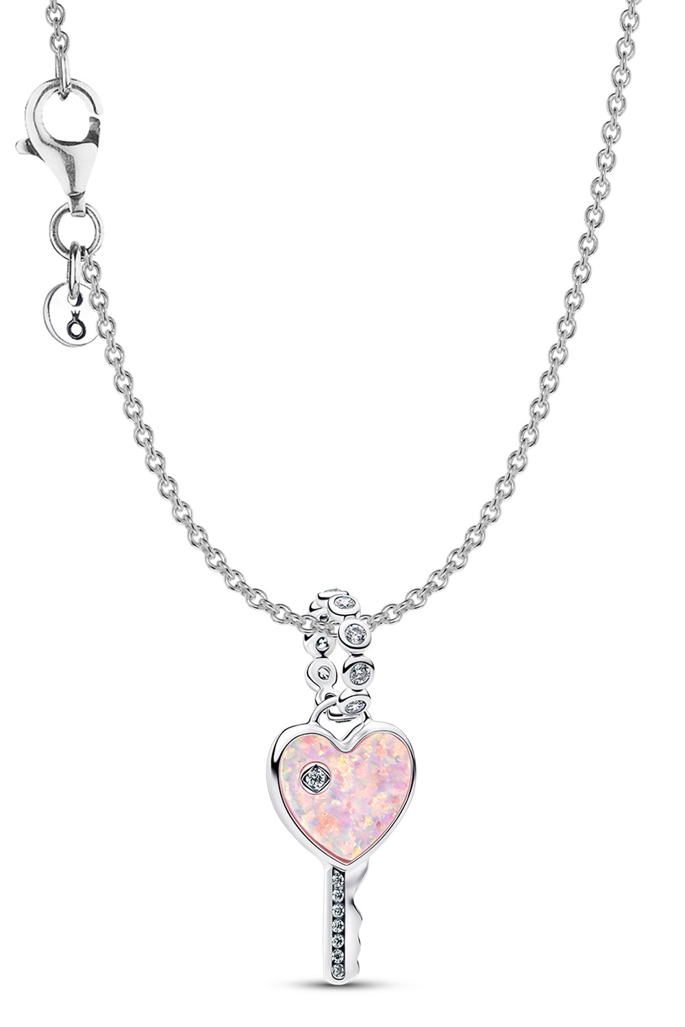 Pandora 21529 Damen-Halskette Silber Schmuckset Opalisierender Herz-Schlüssel