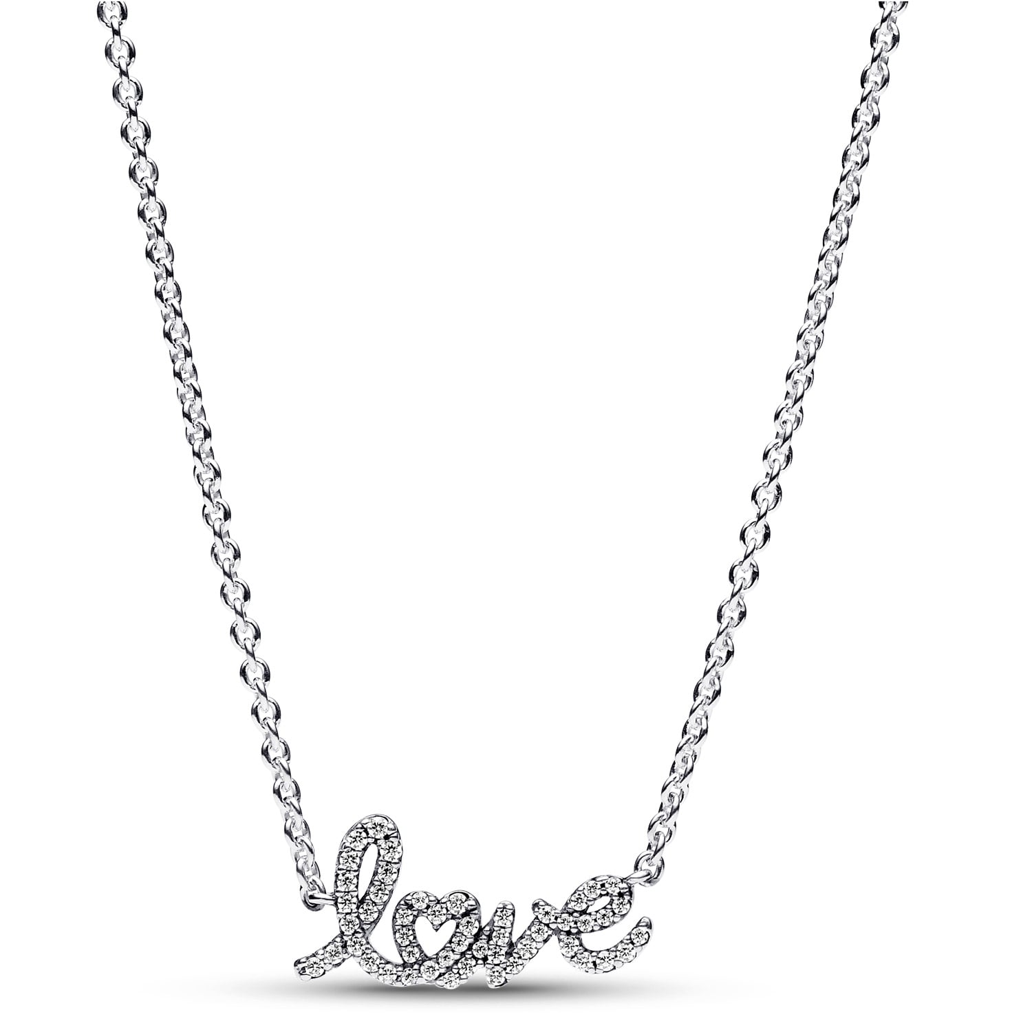 Pandora 393076C01-45 Damen-Kette Funkelnde Handgeschriebene Liebe Silber