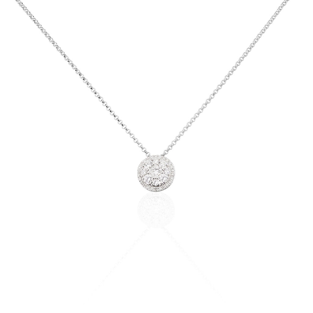 🦚 HALB Damen Collier Weißgold 585 (14 Karat) Diamant Weiß 0,12 ct Kreis, Collier mit Stein