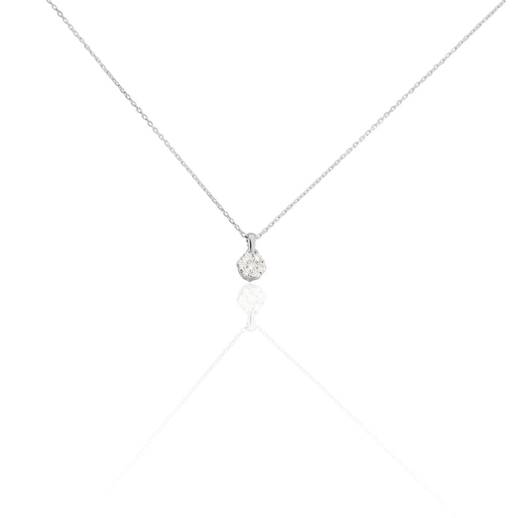 🦚 MERULA Damen Collier Weißgold 375 (9 Karat) Diamant Weiß 0,16 ct, Collier mit Stein