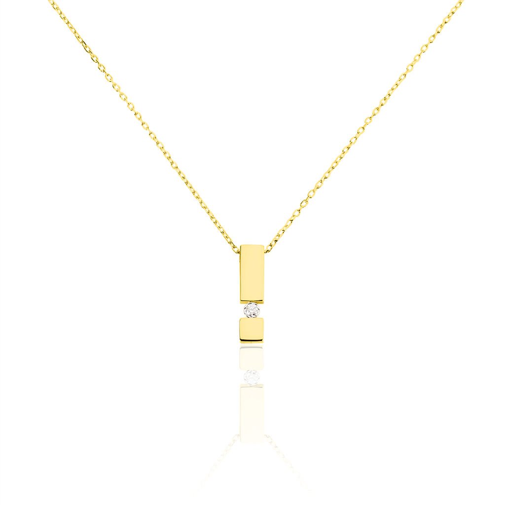 🦚 GRANADA Damen Collier Gold 375 (9 Karat) Diamant Weiß 0,04 ct Barren, Collier mit Stein