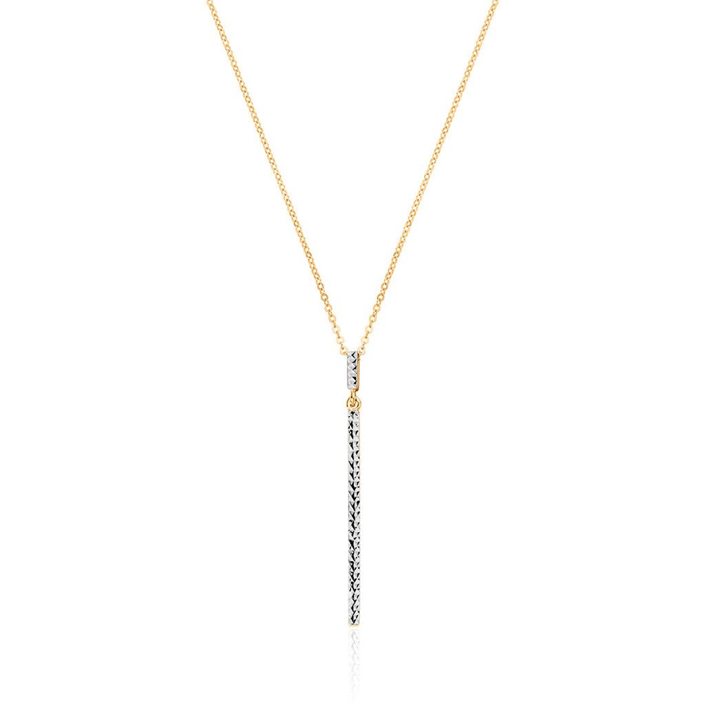 🦚 RIM Damen Collier Gold Bicolor Gelb/Silber 375 (9 Karat), Collier ohne Stein