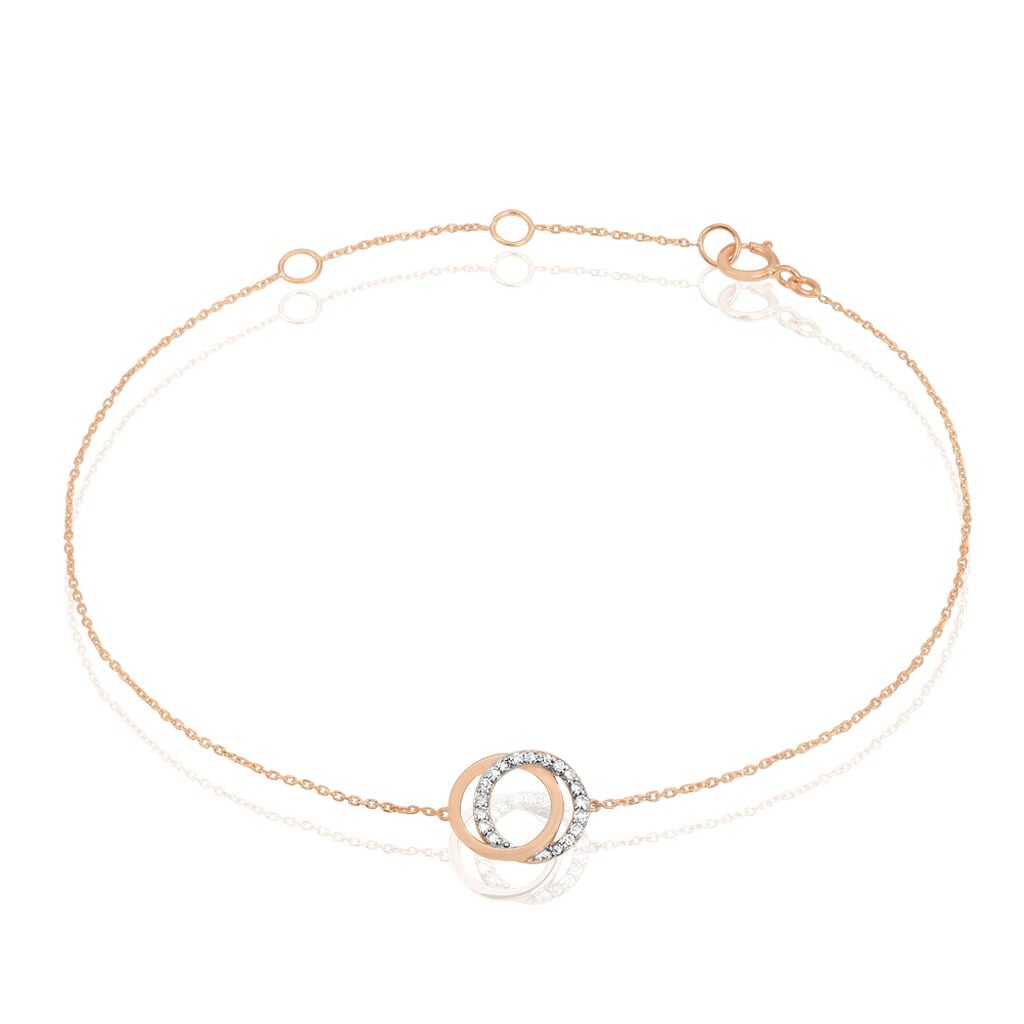 🦚 ABSOLU Damen Armband Gold Bicolor 375 (9 Karat) Diamant Weiß 0,06 ct Kreis, Armband mit Stein
