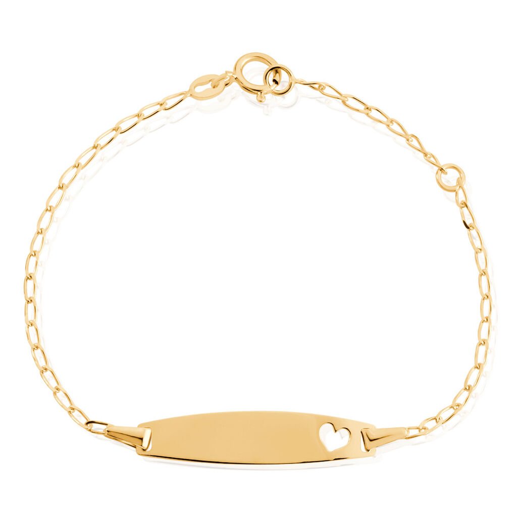 🦚 AMINE Kinder ID Armband Gold 375 (9 Karat) Herz B 0,71 mm, ID Armband ohne Stein