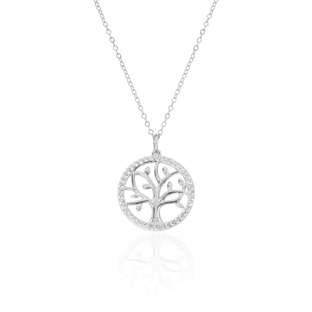 🦚 MAILA Damen Collier Silber 925 Zirkonia Weiß 0,6 ct B 1,2 mm, Collier mit Stein