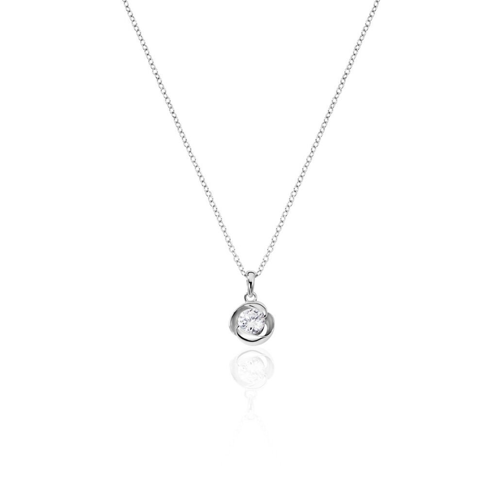 🦚 LUCY Damen Collier Silber 925 Zirkonia Weiß 0,87 ct Blume, Collier mit Stein