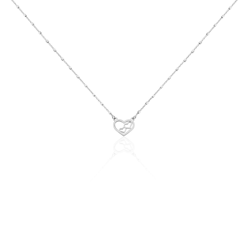 🦚 ROBINA Damen Collier Silber Silber 925 Herz, Collier ohne Stein