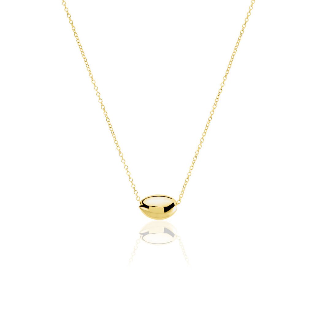 🦚 ELANI Damen Collier Silber vergoldet 925 Oval, Collier ohne Stein