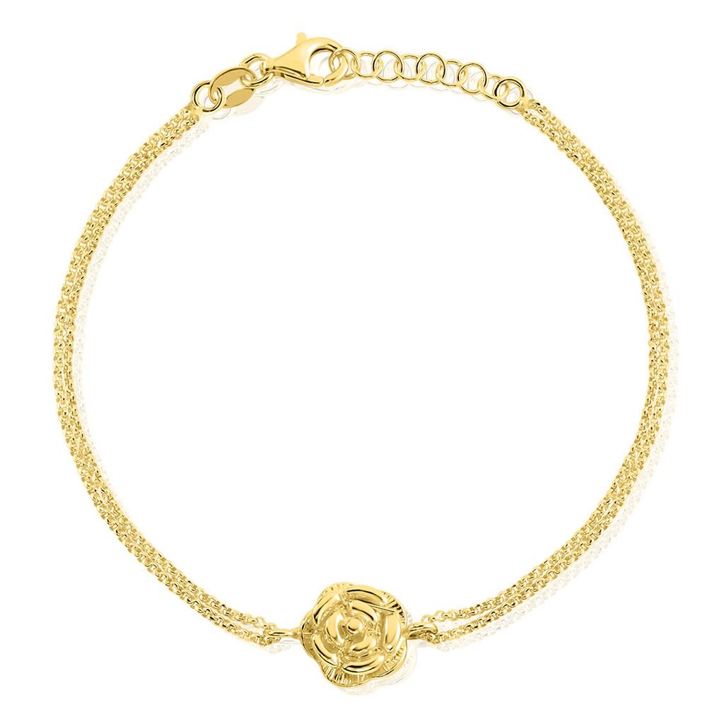 🦚 ROSALIA Damen Armband Silber vergoldet 925 Rosette B 1 mm, Armband ohne Stein