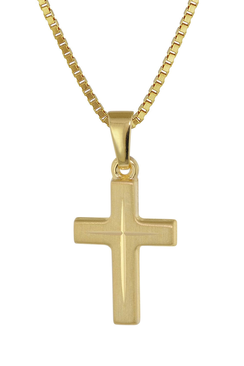 trendor 39575 Kreuz-Anhänger für Kinder Gold 333 + goldplattierte Silberkette