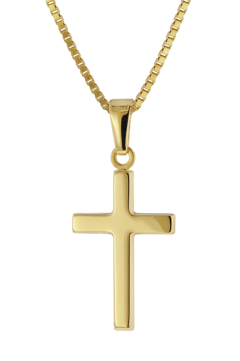 trendor 51056 Damen Kreuz-Anhänger 333 / 8K Gold + Vergoldete Silberkette