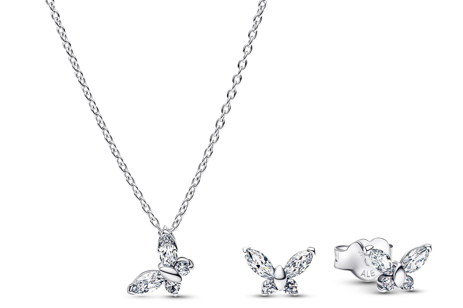 Pandora 21536 Schmuckset für Damen Kette und Ohrringe Schmetterling Silber