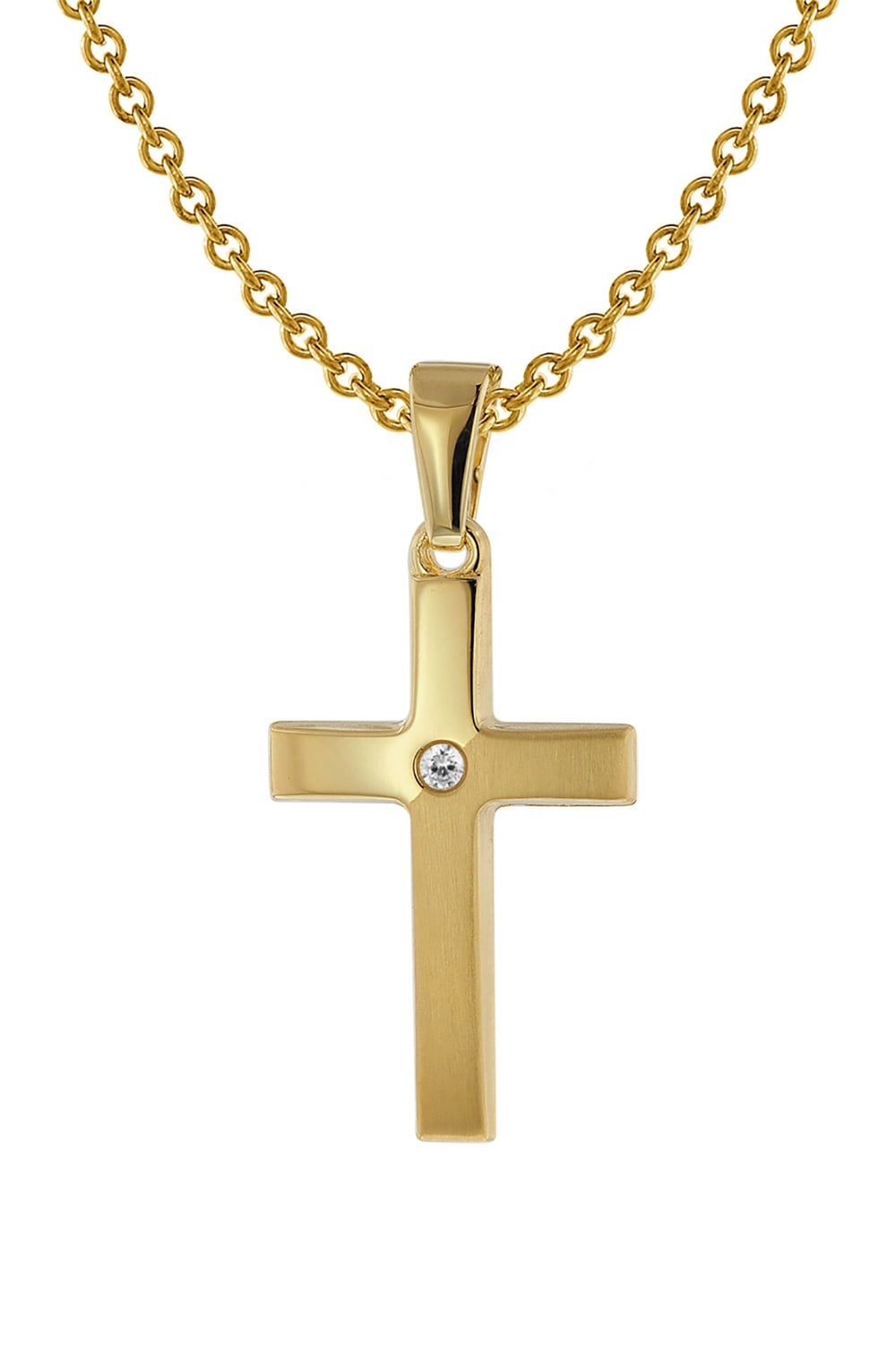 trendor 75426 Kreuz-Anhänger Gold 333 / 8 Karat mit vergoldeter Halskette