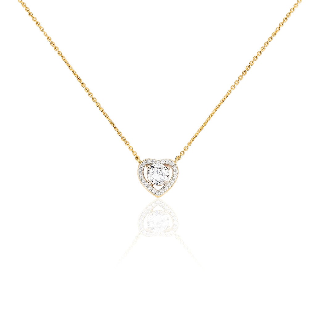 🦚 ALAIS Damen Collier Vergoldet Zirkonia Weiß 0,28 ct Herz, Collier mit Stein Unkategorisiert online kaufen