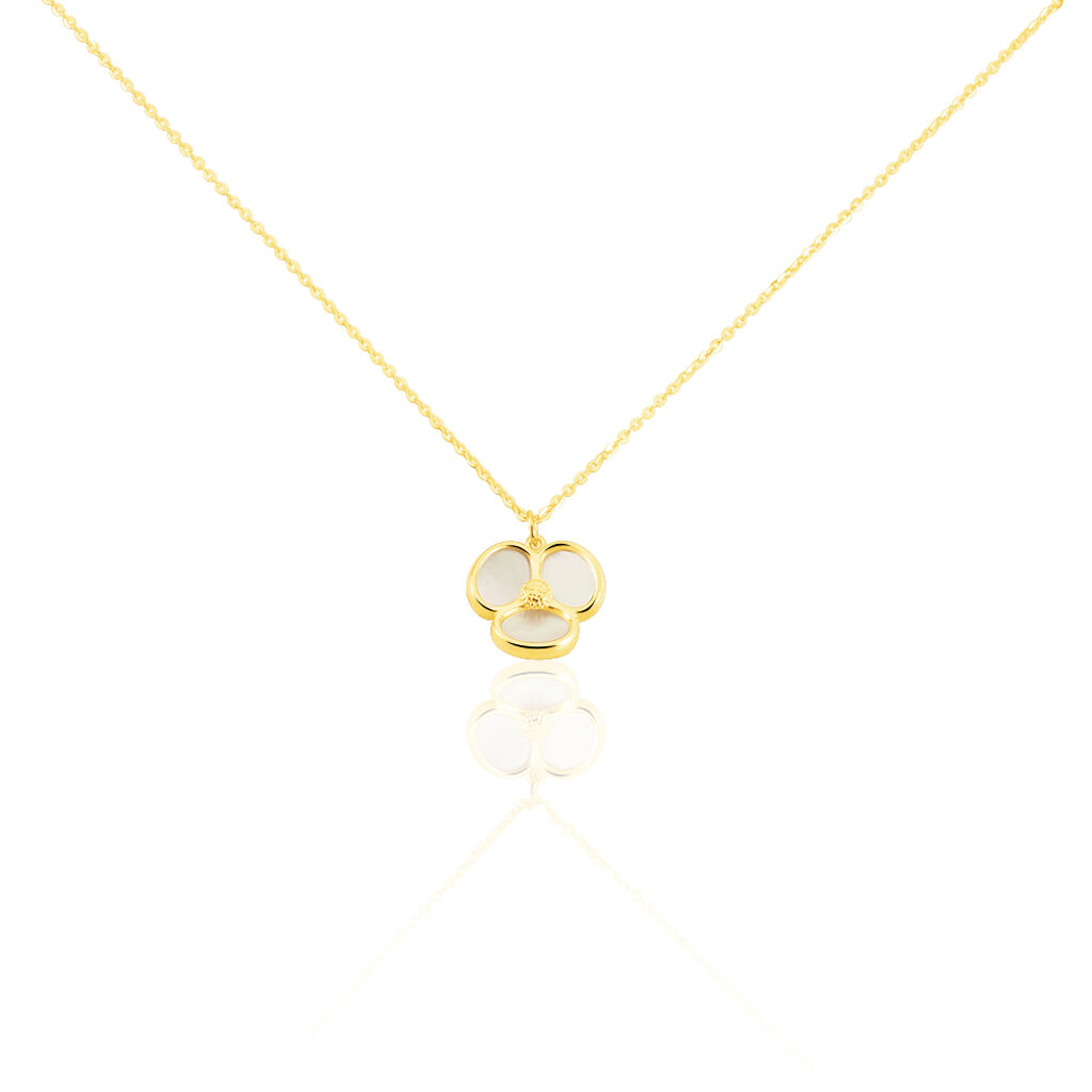 🦚 BLUME Damen Collier Gold 375 (9 Karat) Perlmutt Perlmutt 0,17 ct Blume, Collier mit Stein Unkategorisiert online kaufen