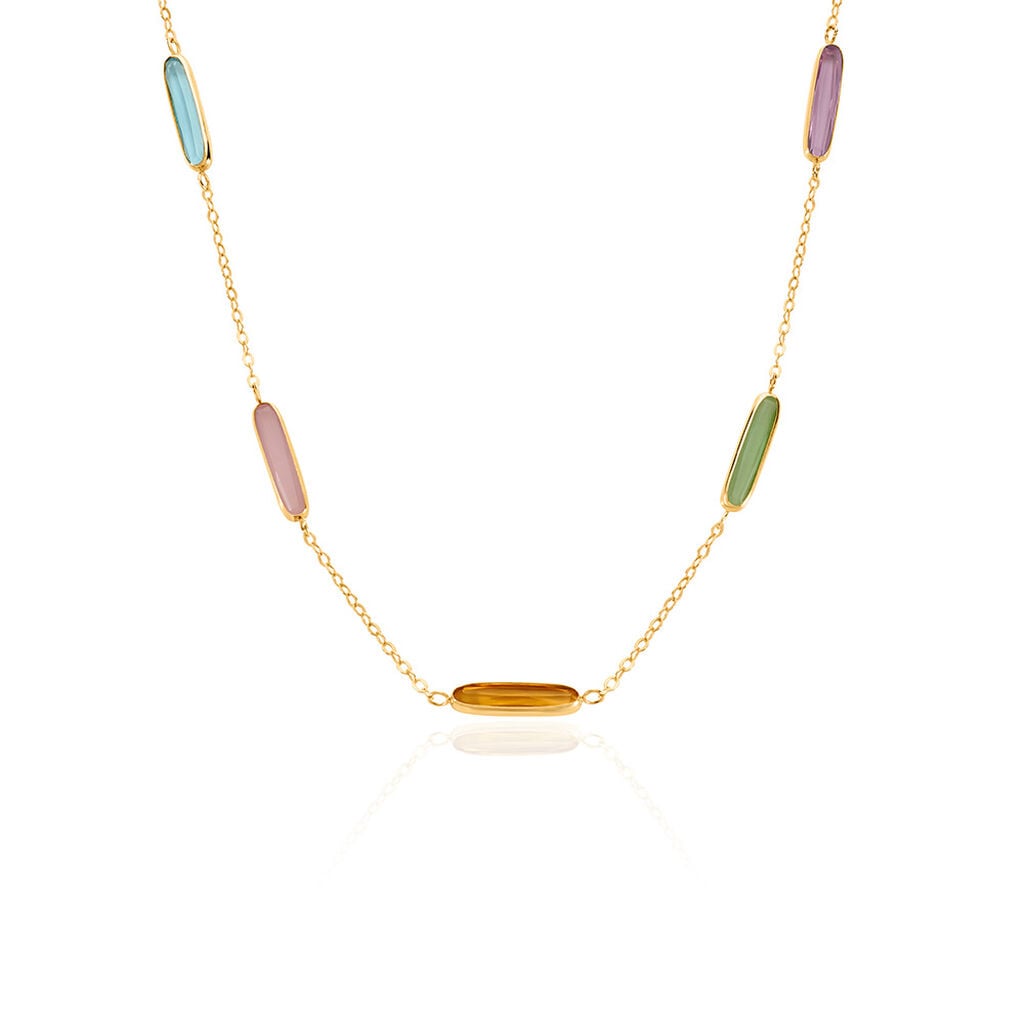 🦚 CAROLY Damen Collier Gold 375 (9 Karat) Aventurin Grün 0,35 ct, Collier mit Stein Unkategorisiert online kaufen